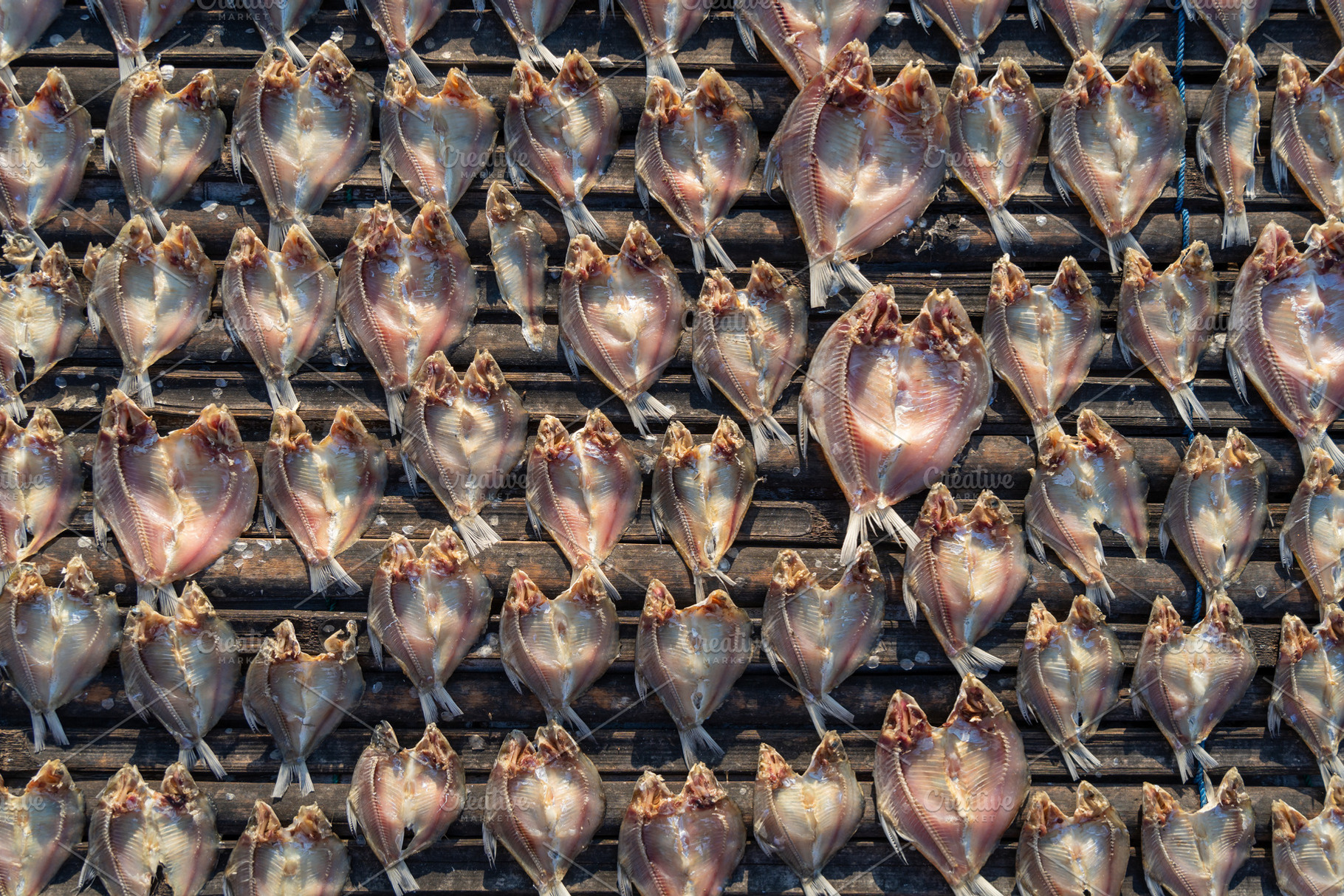 Sun-dried fish on traditional floating house, Lake Tempe, Indone, a Food & Drink Photo by GoodGoods