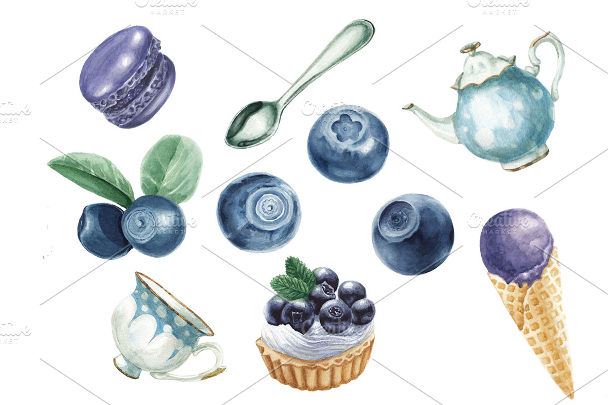Blueberry delicious collection, a Pattern Graphic by lenavetka87 (Photo 1 of 3)