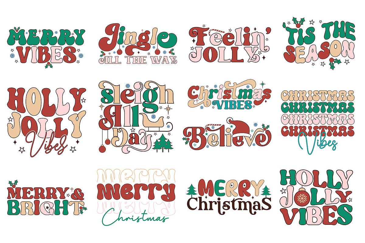 Retro Christmas SVG Bundle, a Graphic by CraftlabSVG (Photo 3 of 15)