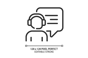 Interact with call centre operator, an Outline Icon by IMG Visuals