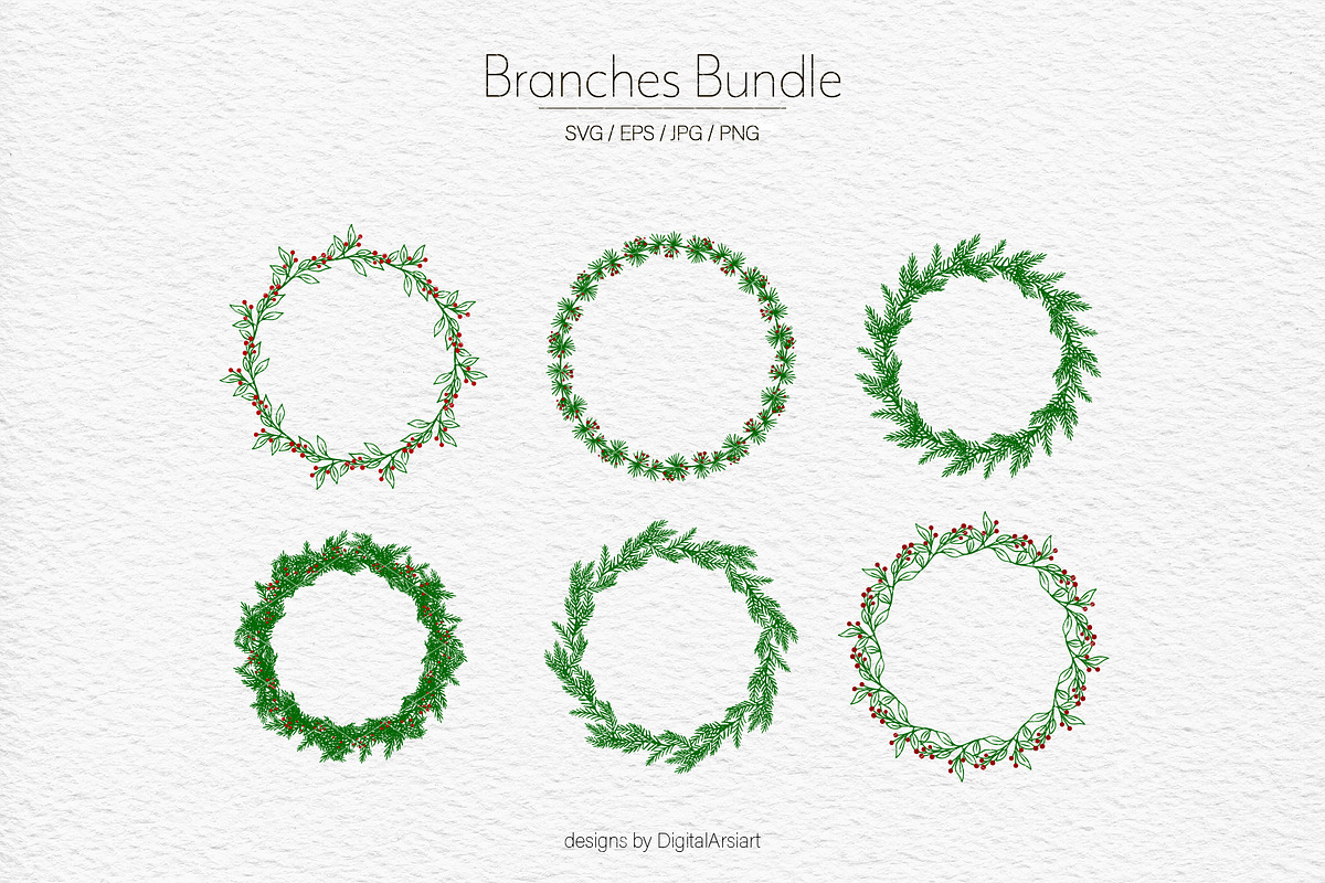 Christmas svg set New Year wreathes, a Seasonal Illustration by DigitalArsiart (Photo 4 of 6)