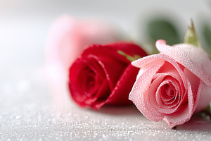 Delicate pink and red roses covered, a Holiday Photo by MistyDay