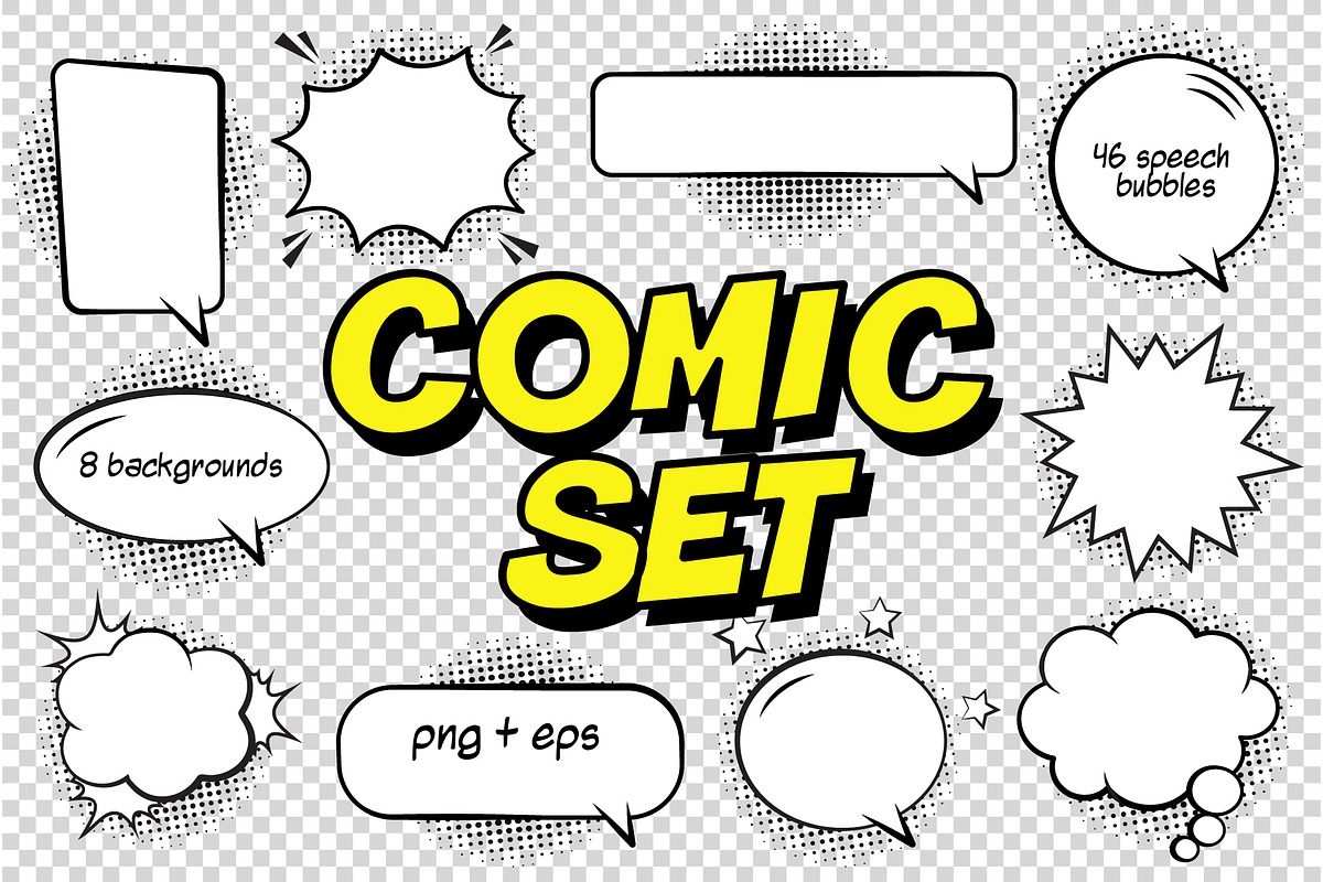 Big Comic Elements Set, a Texture Illustration by mejorana (Photo 1 of 5)