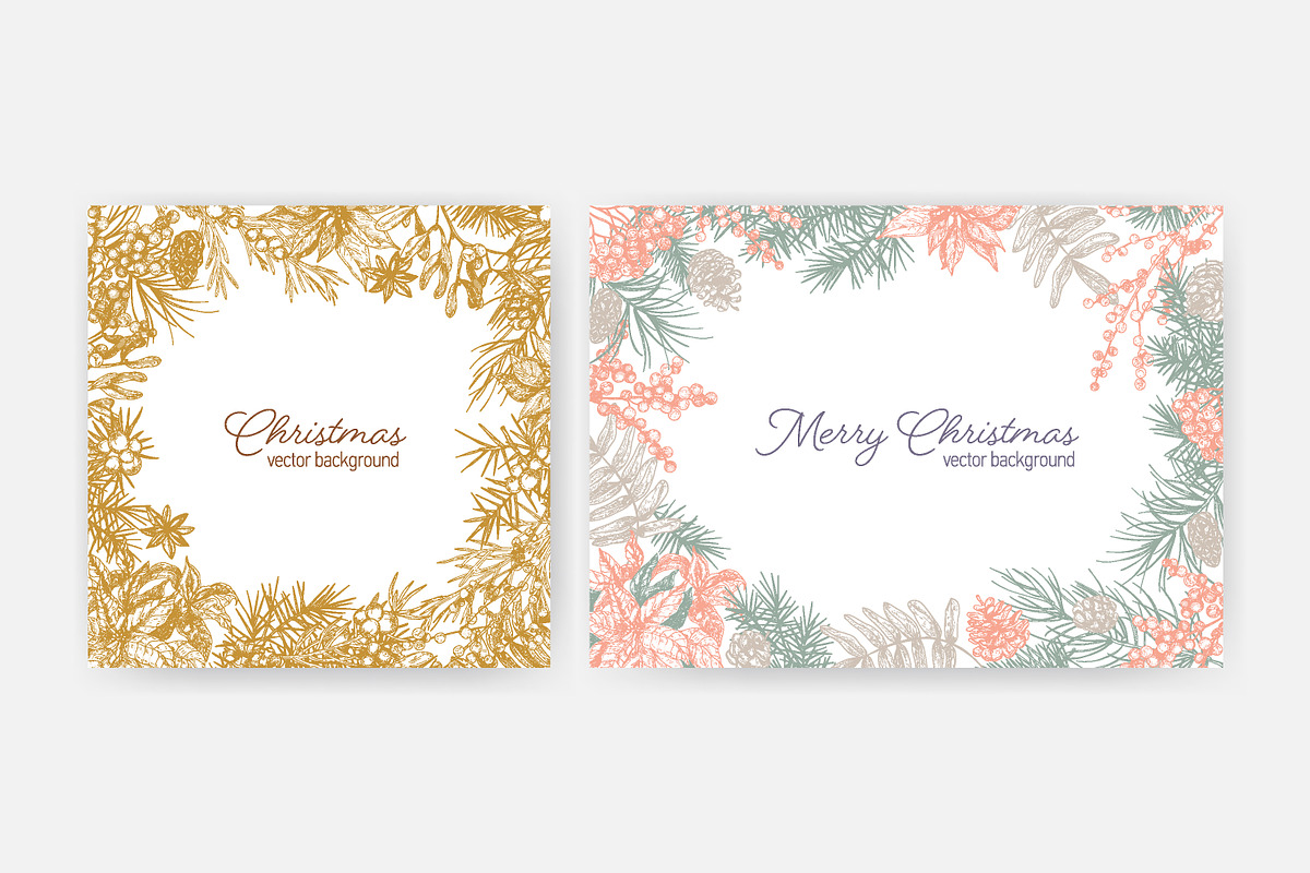 Floral christmas framed cards, a Decorative Illustration by Good Studio (Photo 10 of 19)