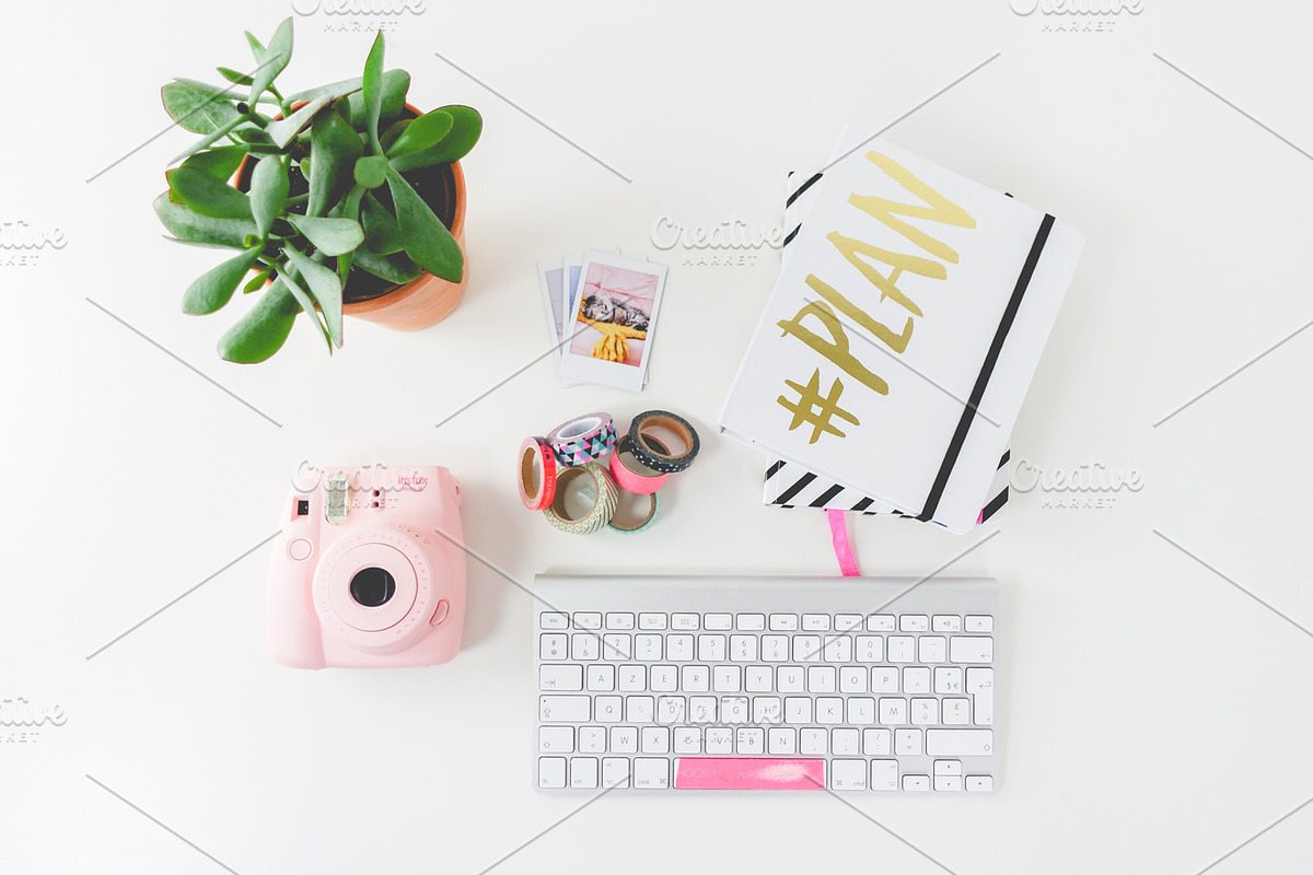 Feminine Desk Instax Agenda Decotape, a Graphic by very simple photos