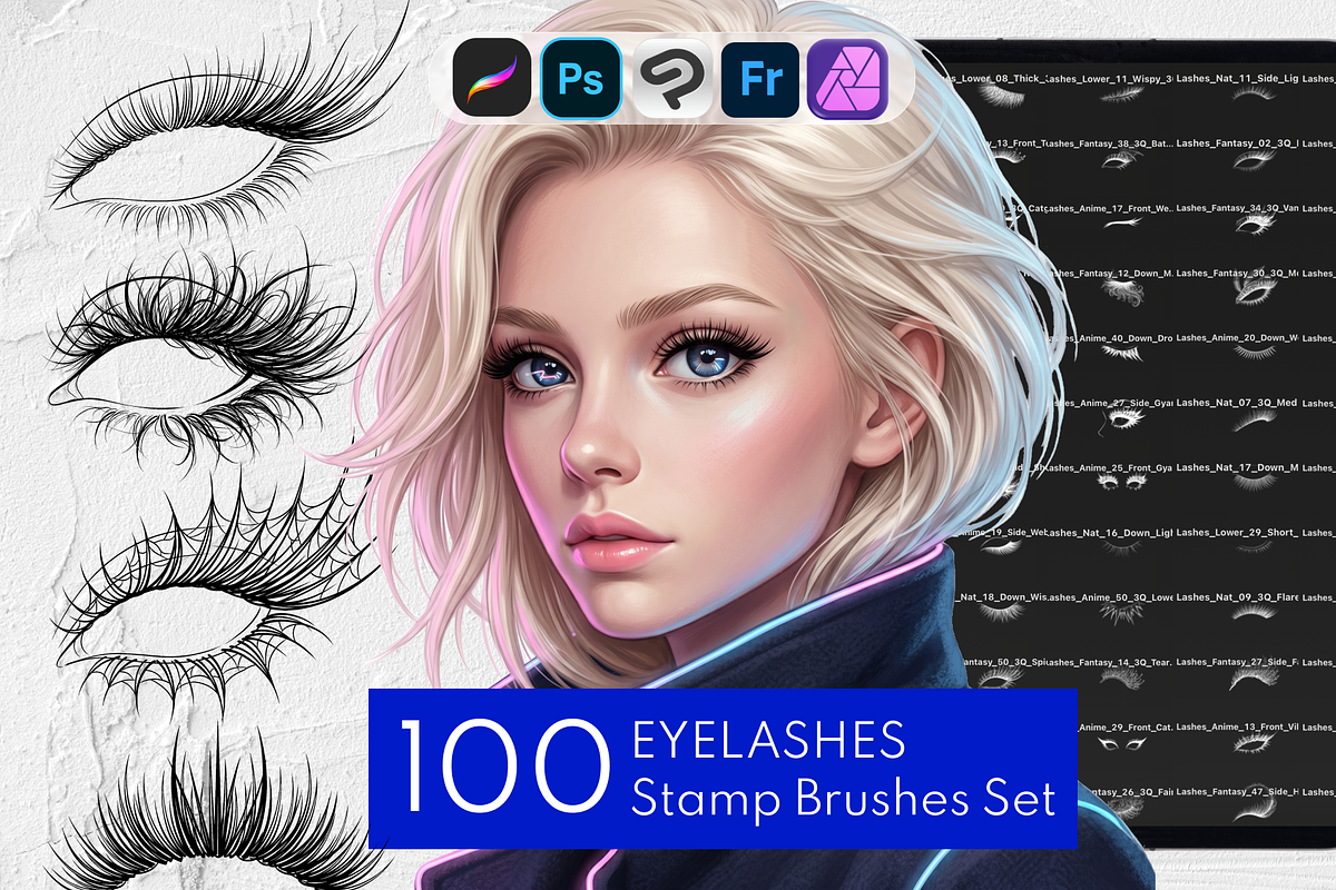 Eyelash Stamp Brushes Set, a Brush Add-On by Selentaori Studio (Photo 1 of 11)