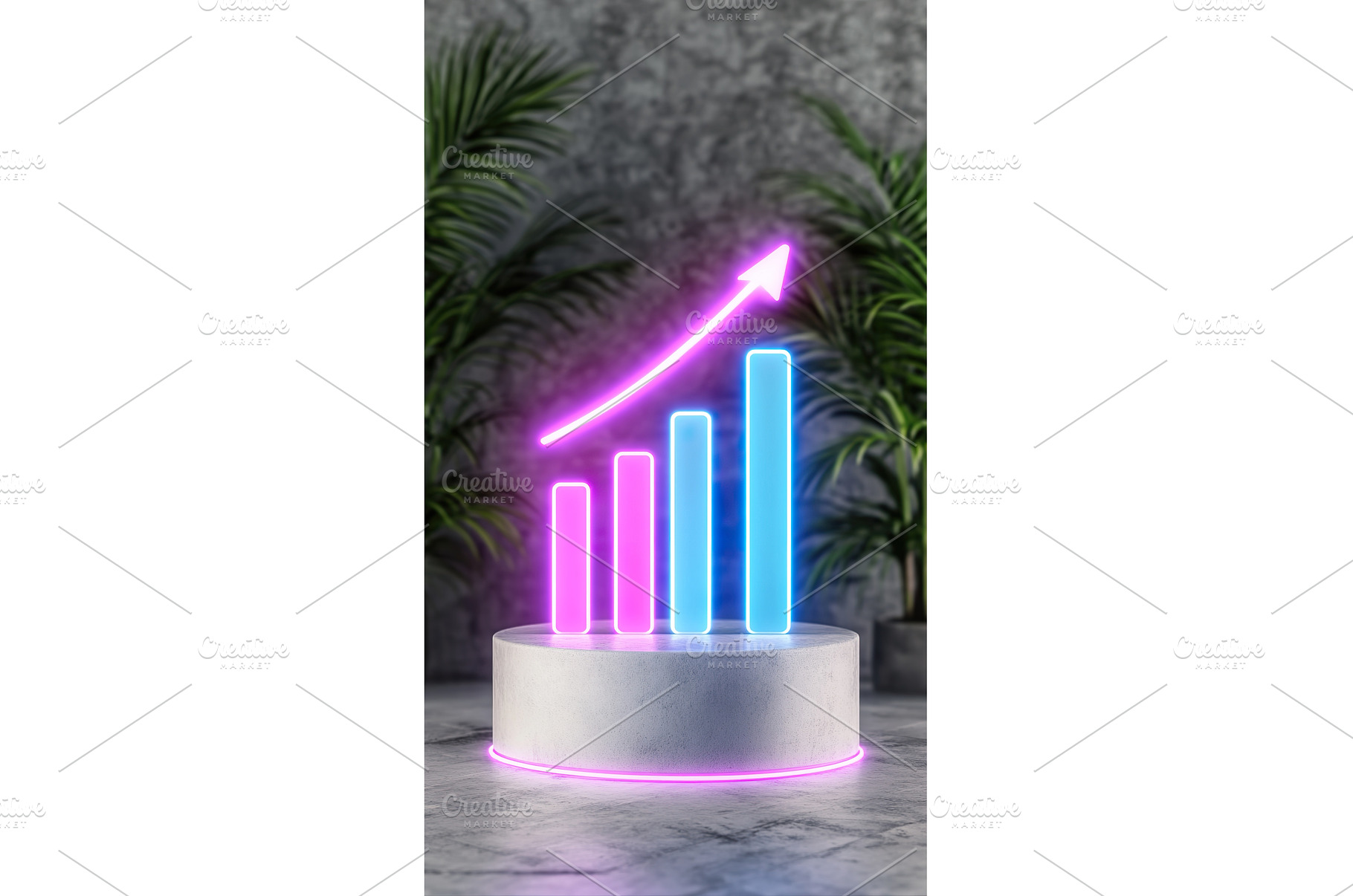 Neon business growth chart with, an Abstract Photo by Lermont51