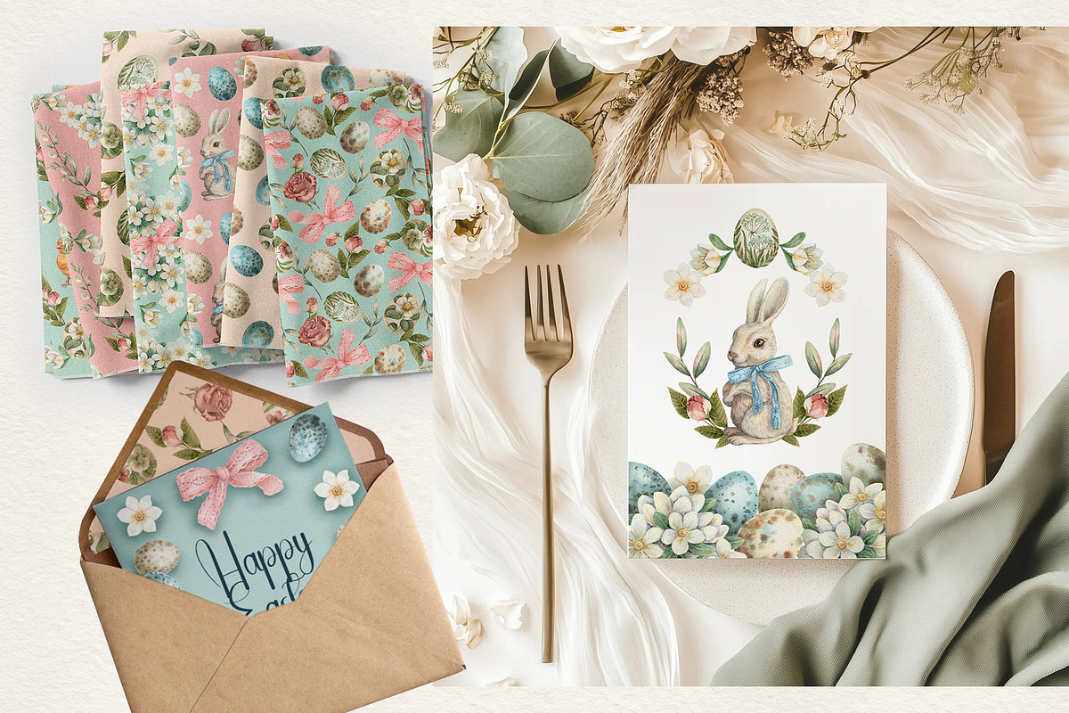 Vintage Easter Hand Drawn Watercolor, an Illustration by Nadya Saen Art (Photo 3 of 11)