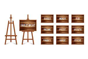 Wooden chalkboard on easel