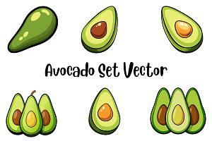 Avocado Set Vector #2, a Food Illustration by Awieee1