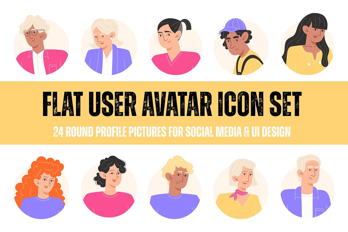 24 Inclusive Flat User Avatars, an Icon by YuskinKot (Photo 1 of 4)
