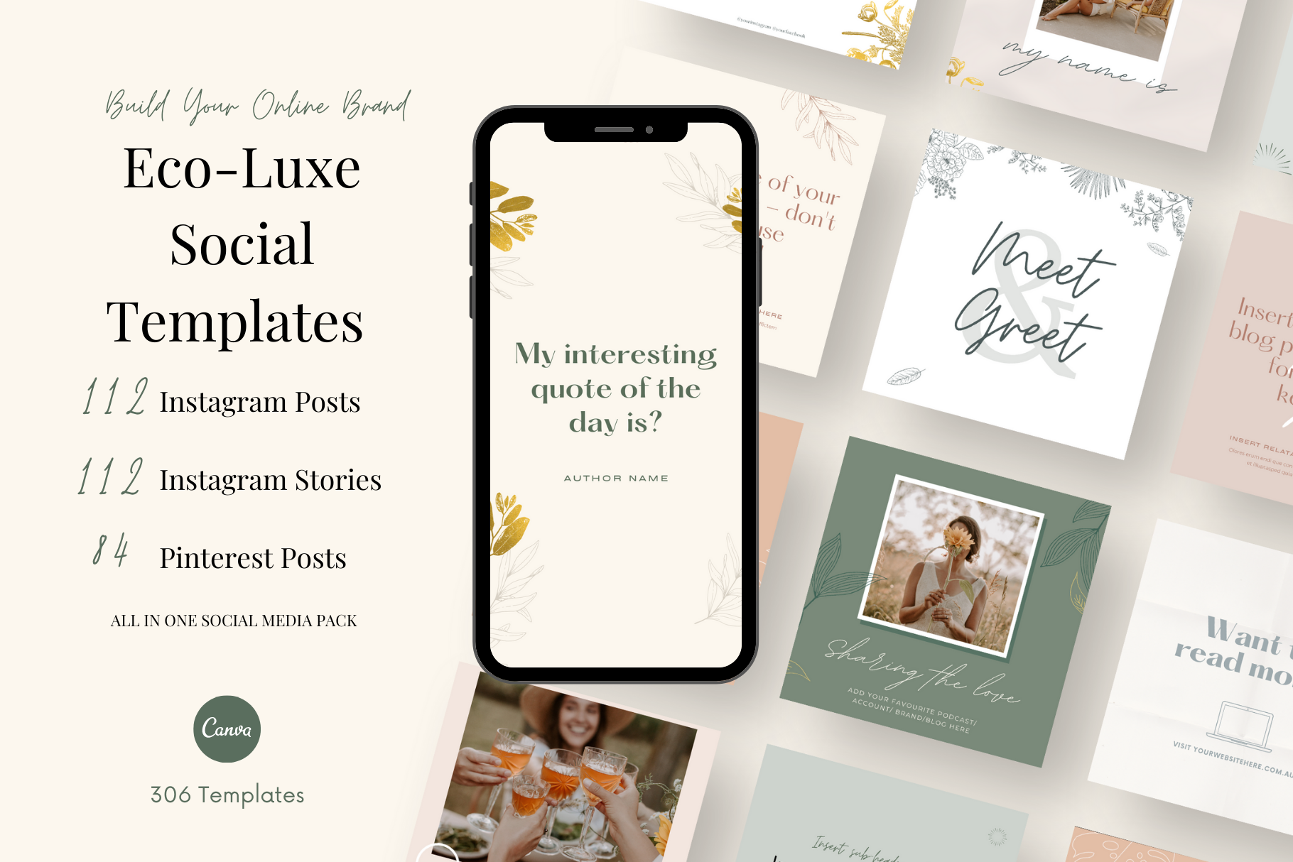 EcoLuxe Social Media Templates by Marketing Your Brand  Creative Market