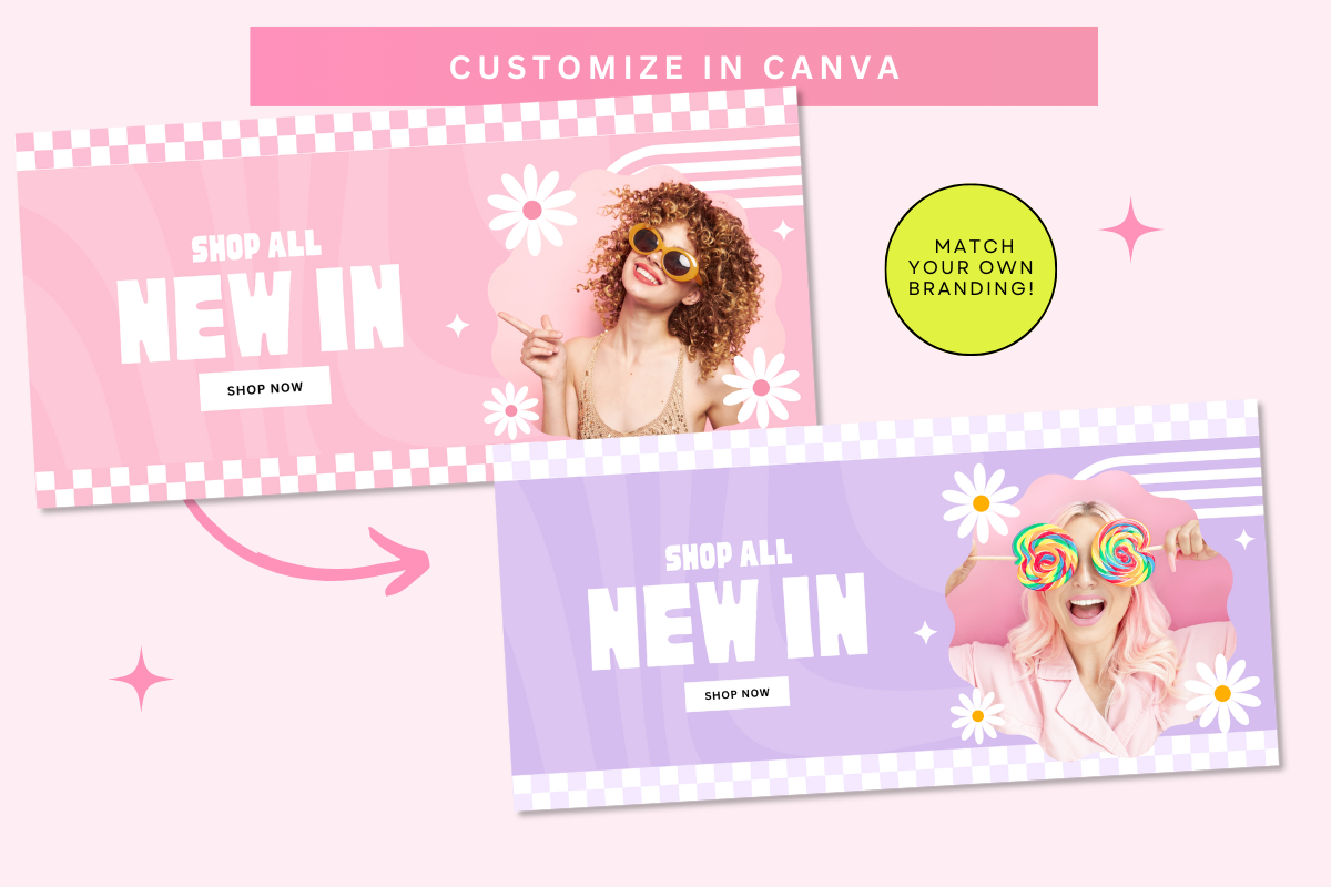 Pink Retro Shopify Website Banners, a Shopify Template by Template Twist Shop (Photo 5 of 5)