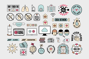 Corona Virus Vector Icons & Badges, an Object Graphic by visualsbyfranzi
