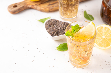 Iced chia seeds tea or lemonade