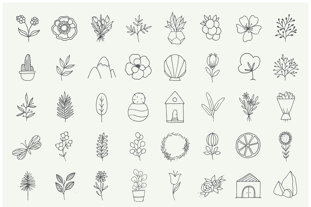 Hand drawn nature & plants doodles, an Illustration by Crocus Paperi (Photo 3 of 4)