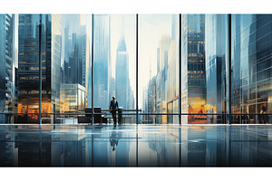 corporate office urban background ai, a Business Photo by pikepicture