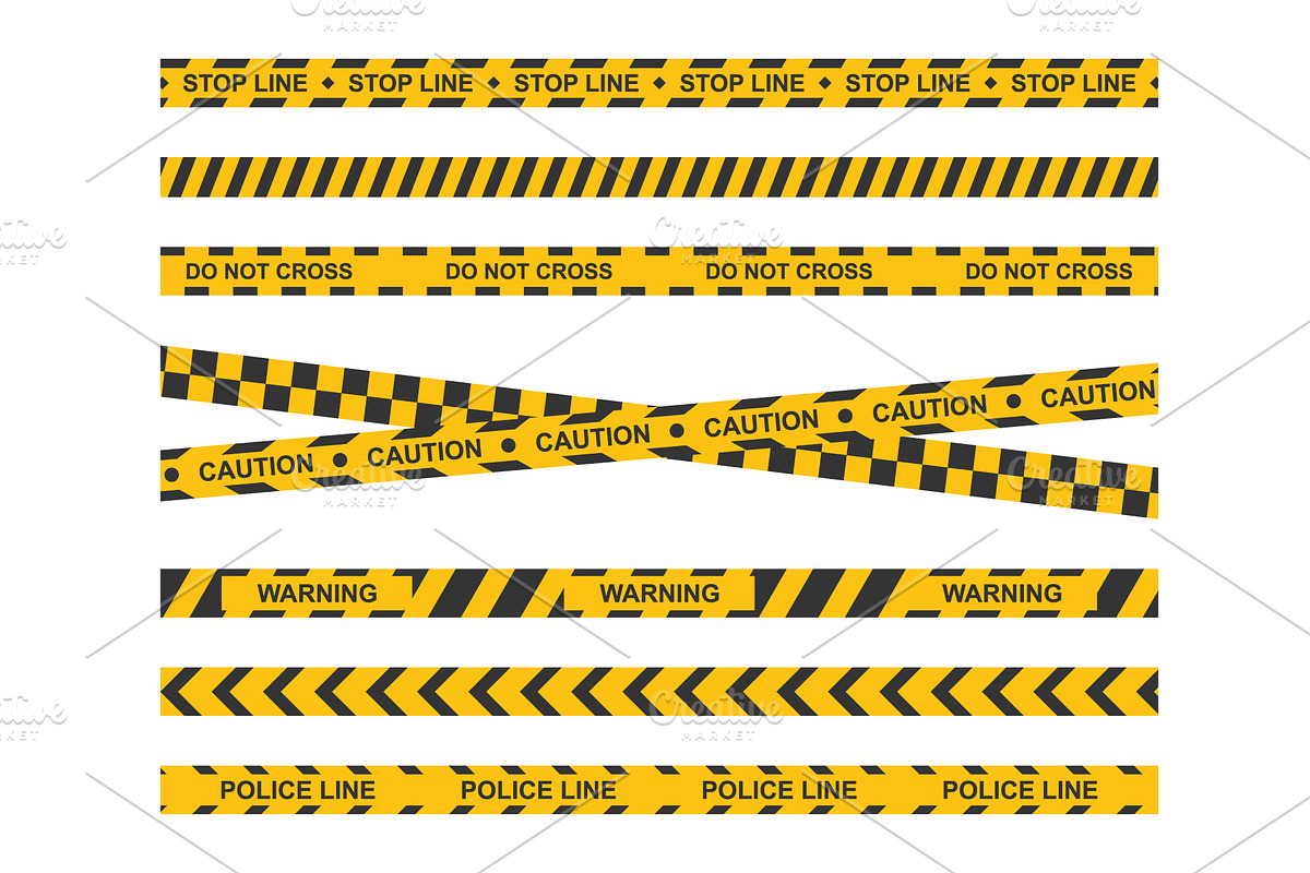 Set of yellow caution tape, an Object Illustration by Vector Creator