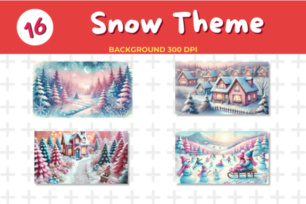 Watercolor Pastel Pink and Blue Snow, a Seasonal Illustration by John_Walker (Photo 1 of 5)