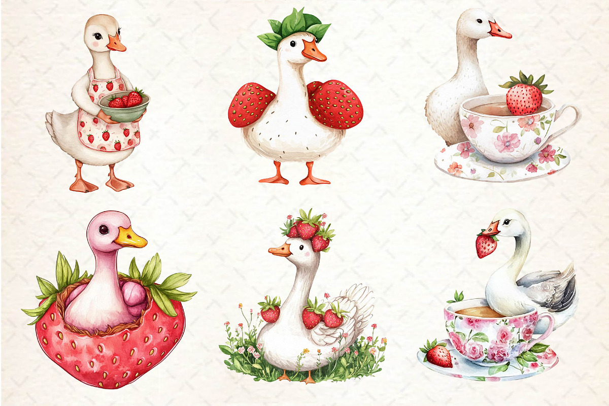 Strawberry Goose Clipart, an Illustration by Dream Creation (Photo 2 of 5)