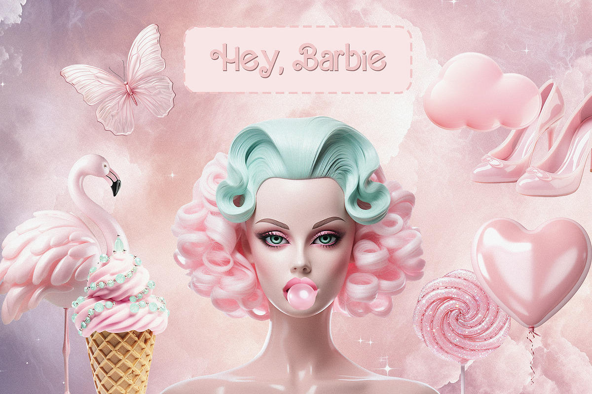 BARBIELAND pink graphic collage pack, an Object Graphic by Madiwaso (Photo 5 of 10)