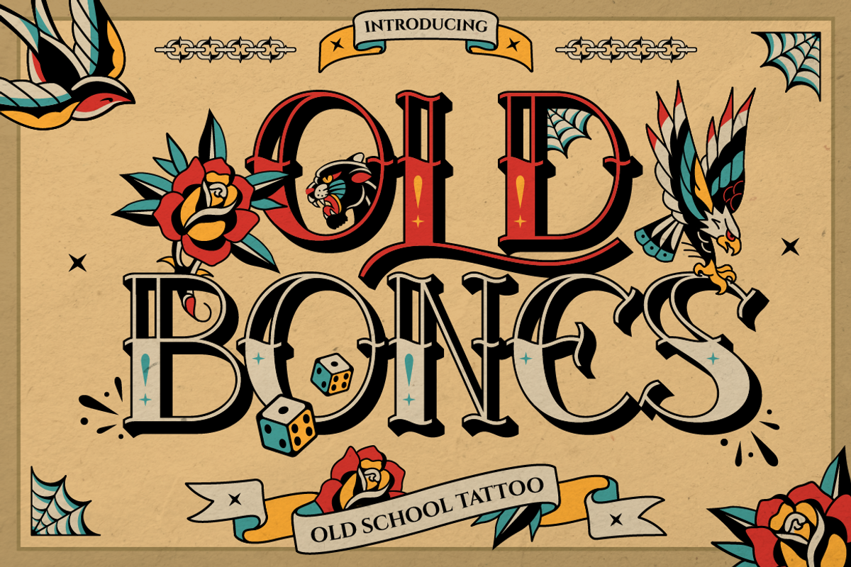 Oldbones, a Serif Font by Burntilldead (Photo 1 of 11)