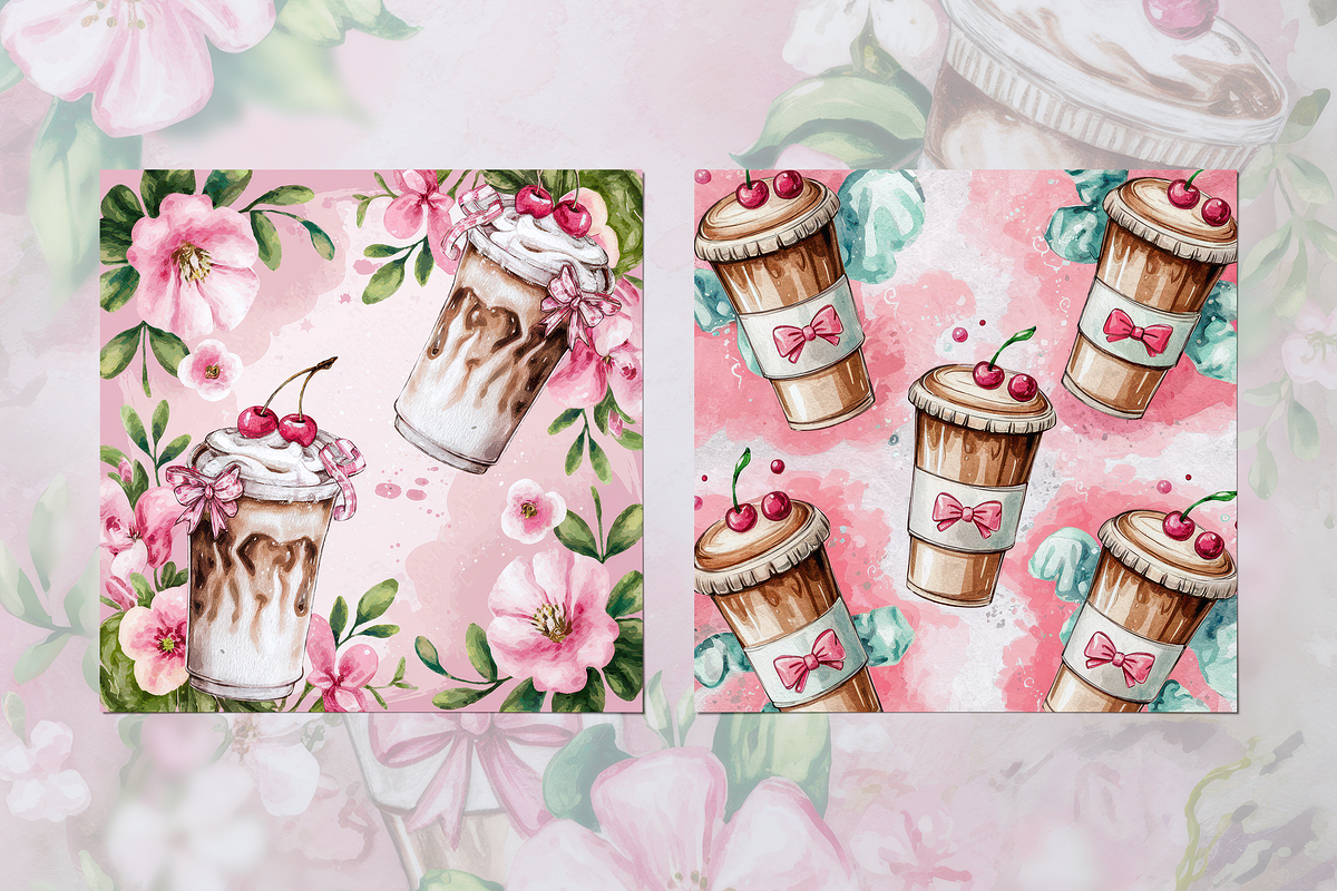 Cute Blossom Latte, a Background Graphic by Curve Design (Photo 4 of 7)