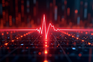 Red heartbeat pulse line background, a Technology Photo by Artonix