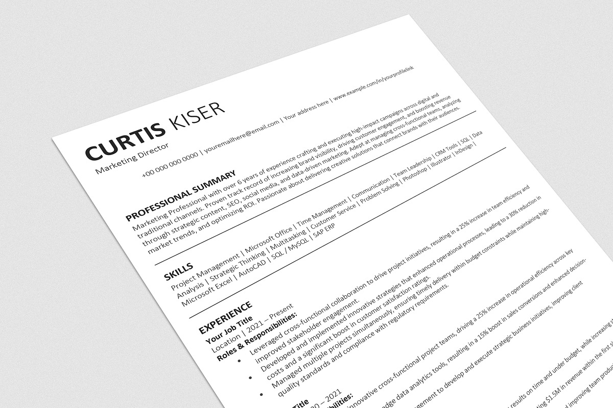ATS Friendly Resume / CV Template, a Resume Template by Anjum Ilyas (Photo 5 of 9)