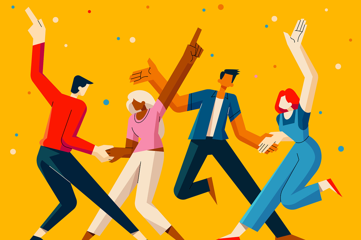 New Year Dance Group, an Illustration by Bekeen.co