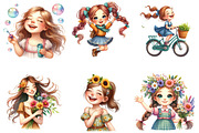 Cute Gril of Happy Face  Clipart, an Illustration by DreamArtGraphic (Thumbnail 4 of 7)