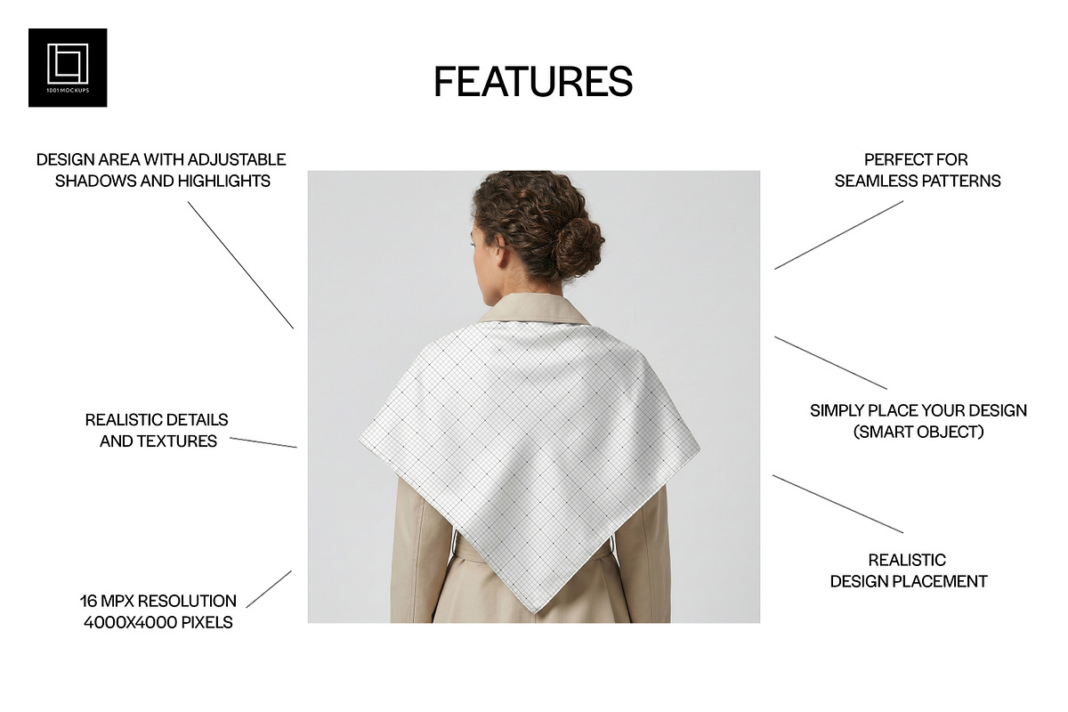 Silk Scarf Mockup on Model PSD, a Shirt Mockup by 1001 mockups (Photo 2 of 6)