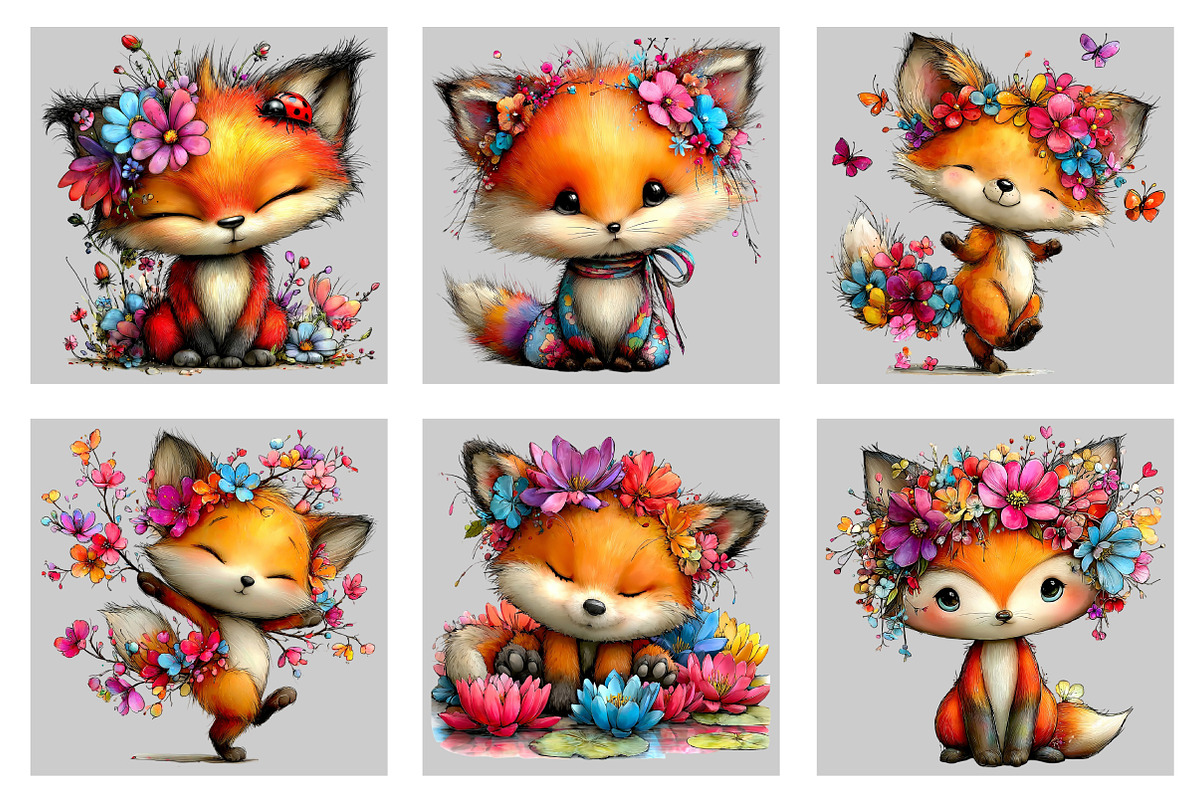 Whimsical Spring Fox Clipart, an Illustration by Black Bird Studio (Photo 5 of 5)