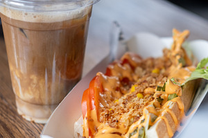 Fast food iced latte coffee hot dog takeout cup, a Food & Drink Photo by Photo Drive Studio