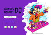 Cartoon monkey DJ. Tshirt, PNG., an Animal Illustration by KENO Mascots (Thumbnail 1 of 7)