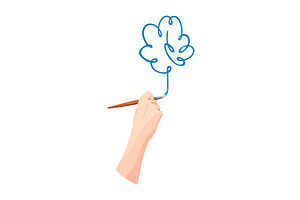 Hand holding paintbrush. Brush, an Object Illustration by Things for designers