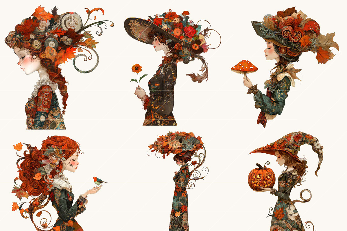 Whimsical Autumn Girls Clipart, a Person Illustration by BusyDaydesign (Photo 5 of 9)