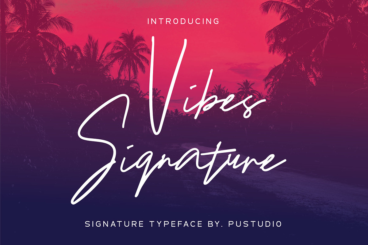 Vibes Signature, a Script Font by Pustudio (Photo 1 of 7)