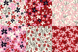 Hand Drawn Patterns with Flowers