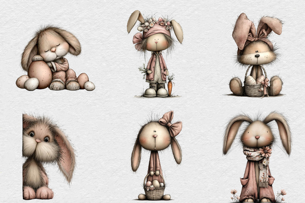 Whimsical Easter Bunny Clipart, an Illustration by DreamCafeArt (Photo 5 of 6)