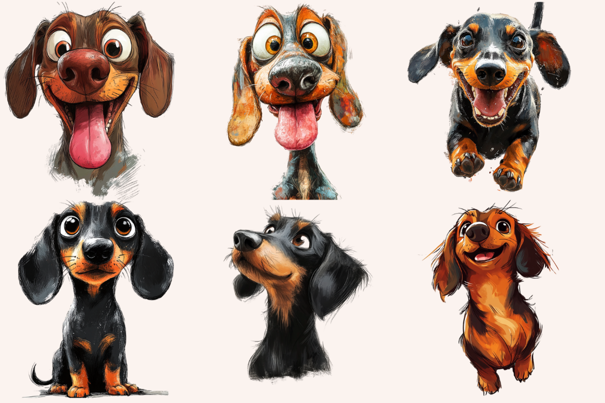Dachshunds in Playful Poses, an Animal Illustration by PrintHaven Designs (Photo 2 of 9)