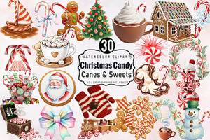 Christmas Candy Canes & Sweets Clipa, an Illustration by SVGArt