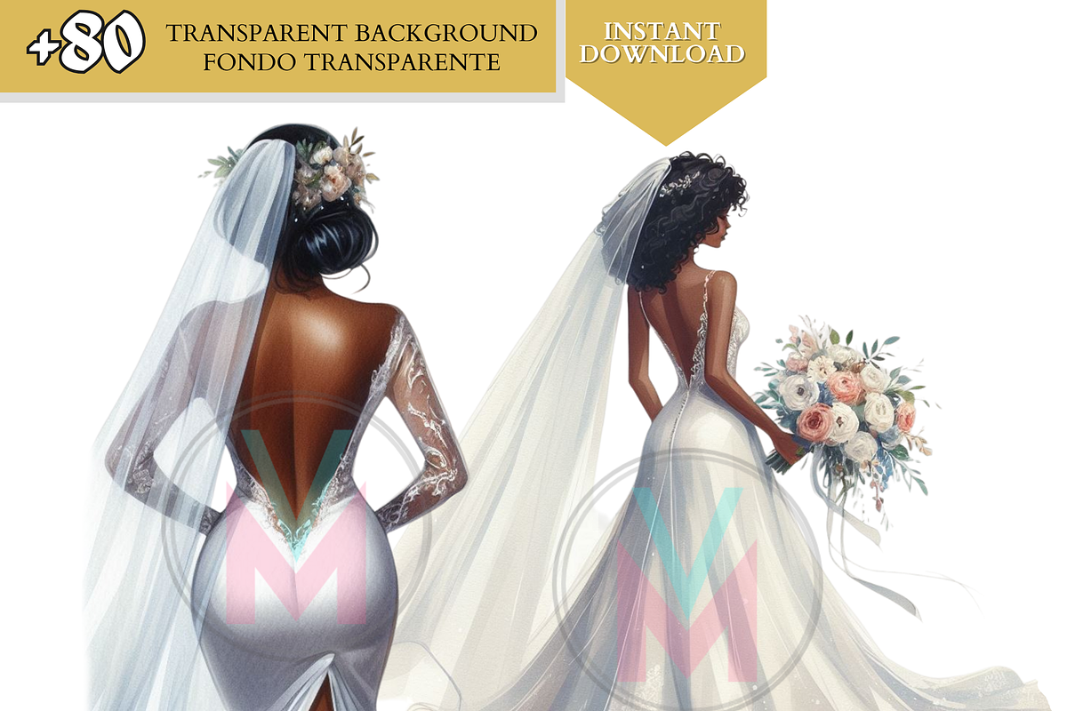 Bride watercolor Wedding from back, a Person Illustration by VM PARTYS  BY TAIRUMA (Photo 6 of 11)