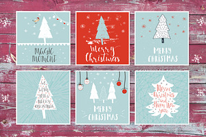 6 Christmas cards with lettering