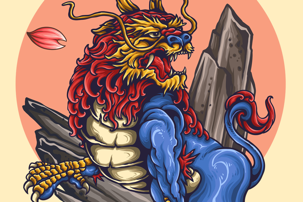 Japanese Lion Tattoo, an Animal Illustration by TSV Art Collective (Photo 1 of 3)