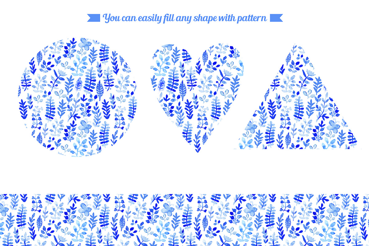 Watercolor vector flowers pattern preview 3