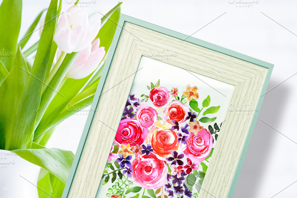 Watercolor Bouquet Clipart Handpaint, a Decorative Illustration by Download Graphic Art (Photo 6 of 6)