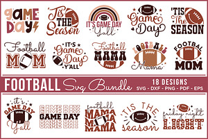 Football SVG Bundle 18 Designs, an Object Graphic by BeeCraftR