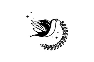 swallow bird flying with leaves logo, a Branding & Logo Template by devastd