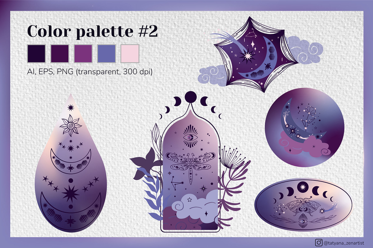 Celestial garden, Mystical clipart, an Object Illustration by Tatyana_Zenartist (Photo 10 of 14)